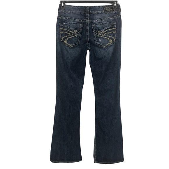 SILVER Women’s Blue Jeans Size 7/8 (29) SUKI Surplus Button Pockets Distressed - Picture 3 of 16